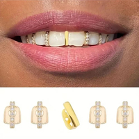 Trendy Punk Hip Hop dientes Grillz Bling divertidos Clips individuales Grillz moda oro plata Color solo Dental Braces regalo