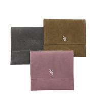 Double pochette de rangement pour bijoux en velours suédé pour l'organisation et la présentation des conteneurs
