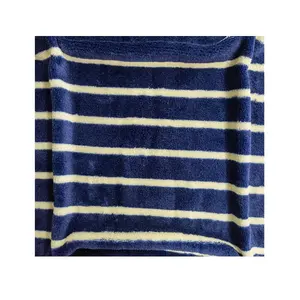 stripe printed soft polyester brushed flannel knitting fabric for garments and home textile