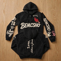 Sweat à capuche zippé en maille, coupe ample et épaules tombantes, 230 g/m², léger, vintage, haute qualité, avec logo graphique brodé personnalisé