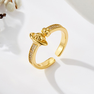 Vivienne Westwood Saturn Open <b>Ring</b> Micro Pave Zircon Adjustable Index <b>Finger</b> <b>Ring</b> Gift Jewelry - Product Image 1