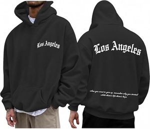 <span class=keywords><strong>Felpa</strong></span> con Cappuccio da Uomo Personalizzata OEM, Stampa con Scritta Los Angeles, Pullover Oversize per Uso Quotidiano e Casual - Product Image 1