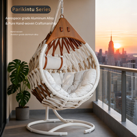 Meiqi Parikintu Moderner Umweltfreundlicher Lounge-Sessel in Eiform aus Aluminiumlegierung Balkon-Hängesessel Beistelltisch für Park und Outdoor