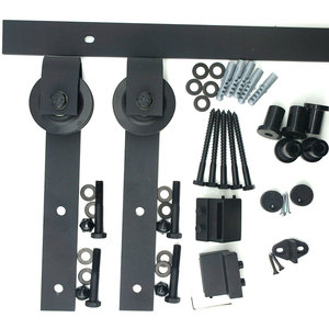 Accessoires de quincaillerie pour <span class=keywords><strong>porte</strong></span> <span class=keywords><strong>coulissante</strong></span> de <span class=keywords><strong>grange</strong></span> en métal à montage au plafond, système coulissant en fer forgé pour portes - Product Image 1