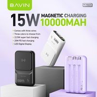 BAVIN original petit powerbank usb PC1066S charge sans fil magnétique chargeur rapide batterie externe 10000mah avec câble