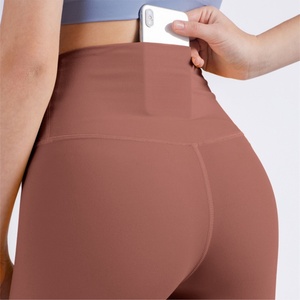 Leggings athlétiques de haute qualité pour femmes pantalons de Yoga serrés entraînement de Fitness course taille élastique vêtements de sport extensibles solides - Product Image 6