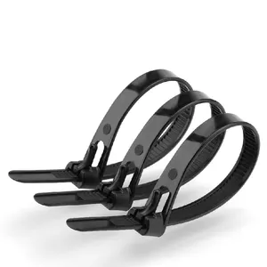 200x4.8mm Black/White or Can be Customized Releasable Plastic Nylon Cable Ties Freely Adjustable Reusable Zip Ties