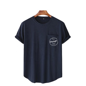 2022 di Design all'ingrosso OEM t-shirt bianche da uomo stile Hip Hop Streetwear estivo Scoop da uomo camicie <span class=keywords><strong>con</strong></span> tasca - Product Image 4