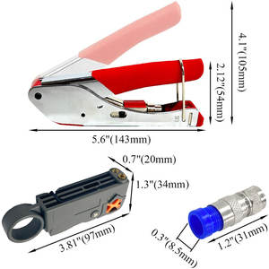 Juego de herramientas Pelacables coaxiales de compresión F ajustable con Kit de herramientas de crimpadora de cable coaxial F para RG6 RG59 RG11 - Product Image 2