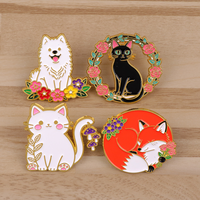 Bros Pin Lucu Motif Anjing Rubah Hitam, Enamel Lunak, Cetak UV, Lapisan Antik, Tanpa Minimum Pemesanan, untuk Pakaian dan Tas Ransel