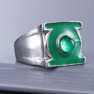 Bague ZRM Fashion <span class=keywords><strong>Super</strong></span>-<span class=keywords><strong>héros</strong></span> <span class=keywords><strong>Green</strong></span> <span class=keywords><strong>Lantern</strong></span> Punk Géométrique en Alliage Plaqué Argent pour Hommes, Bijou Charmant, Cadeau Idéal - Product Image 4