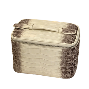Elegant Crocodile Skin Cosmetic <b>Case</b> Large capacity Zipper Closure Portable <b>Makeup</b> Bag with Soft Handle - Product Image 1