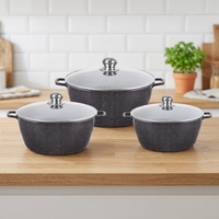 Großhandel Neues 6-teiliges Aluminium-Kochgeschirr-Set mit Antihaftbeschichtung und Glasdeckeln, Modernes Minimalistisches Design, Universell Kompatibel mit Allen Herdarten