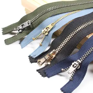 China zipper supplier wholesale blue metal zipper 3# 5# 8# customize metal zips for pants