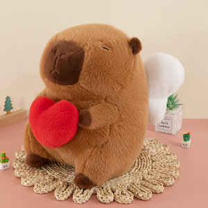 Regalo del Día de San Valentín 2025 agua conejillo de indias Capibara con corazón muñeco de peluche juguete de peluche muñeco de almohada - Product Image 3