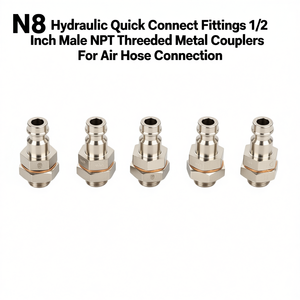 Conectores Hidráulicos Rápidos N8 de 1/4 Pulgada con Rosca NPT Macho, Acopladores Metálicos para Conexión de Mangueras de Aire - Product Image 2