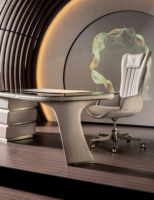 Table d'écriture de bureau de haute qualité de designers italiens rembourrés en cuir avec tiroir Bureau de luxe pour immeuble de bureaux