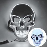 Masque LED Lumineux Effrayant pour Fêtes d'Halloween, Fournitures de Déguisement, Masque Crâne Sinistre, Masque de Squelette Cosplay