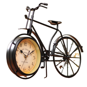 European Vintage Bicycle Design <b>Retro</b> <b>Desk</b> Clock Iron Wrought Luminova Quartz Silent Needle Display Home Decoration - Product Image 1