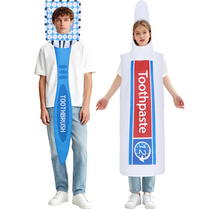 Conjunto de disfraz de pareja de pasta de dientes y cepillo de dientes, unisex, para fiesta de Halloween, juego de rol, disfraz de cosplay, tela de poliéster - Product Image 1