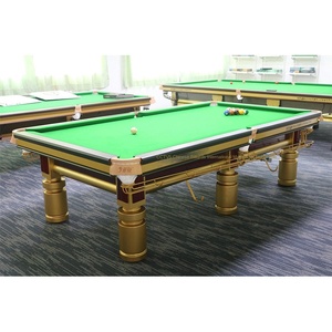 Junjian Juego completo de mesa de billar de madera maciza pata dorada acero chino negro ocho mesa de billar con losa verde - Product Image 2
