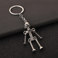 Porte-clés Robot Vis en Alliage 3D de Dessin Animé avec Mains et Pieds Mobiles, Électroplaqué, Tendance Mode, Vente en Gros
