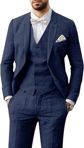 <span class=keywords><strong>Costume</strong></span> <span class=keywords><strong>Homme</strong></span> <span class=keywords><strong>Bleu</strong></span> <span class=keywords><strong>Ciel</strong></span> Coupe Slim 3 Pièces (Veste, <span class=keywords><strong>Gilet</strong></span>, Pantalon) en Lin et Coton pour Été, Plage et Mariage - Trajes Para Hombres - Product Image 6