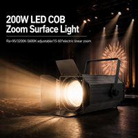 Projecteur LED COB Zoom 200W DMX512 IP20 à indice de rendu des couleurs élevé pour éclairage de scène, idéal pour les salles de conférence et studios