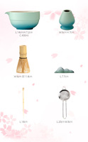 Ensemble Matcha Astief 8 pièces, bol en céramique, fouet à matcha, coffret cadeau personnalisé, ensemble Matcha, emballage bleu vert dégradé, fouet à matcha
