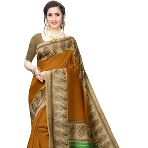 Trang Phục Thường Ngày In Hình Con Công Nhiều Màu Lụa Mysuri Chất Lượng Tốt Nhất Saree Ấn Độ Gợi Cảm Với Áo Cánh Sản Xuất Tại Ấn Độ