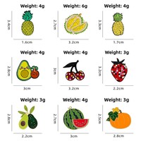 Broches originales sur le thème des fruits, badges en métal de dessin animé (ananas, cerise, pastèque, fraise) pour vêtements et accessoires de sac
