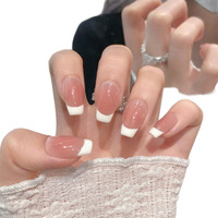 Design # 122 # 149 Nouveaux Ongles Press-on de Luxe, French Manucure Classique, Courts Forme Cercueil, Faits Main, Lot de 10 Ongles Acryliques Press-on pour Femmes