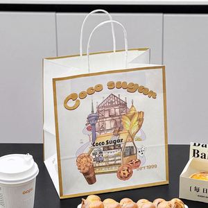 Customized Kraft Paper Handbag for <b>Egg</b> Tart and Dessert Takeout Eco-Friendly Logo Printing for Pizza and Sushi Packaging - Product Image 5