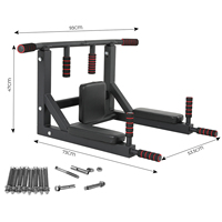 Barre de traction murale portable en acier multifonctionnelle, station de dips réglable antidérapante pour entraînement de force à domicile