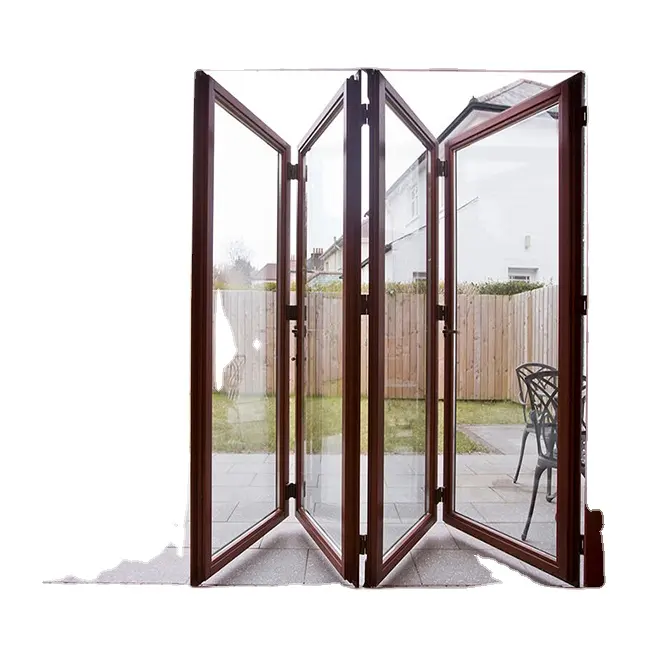 Prime bonne qualité porte d'entrée accordéon porte pliante en verre design porte pliante