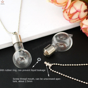 Aksesori DIY kalung botol kaca bening dapat dibuka penutup sekrup kalung guci parfum liontin rantai botol harapan abu untuk wanita - Product Image 3