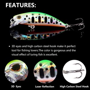 Leurre de pêche minnow jerkbait coulant en plastique avec revêtement laser, 5,8 cm, 5,4 g, yeux 3D, leurre dur pour la pêche au bar, au brochet et aux poissons d'eau salée - Product Image 3