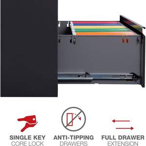 Archivador Lateral Metálico Alera de 42 x 18.63 x 28 Pulgadas con 2 Cajones para Documentos Tamaño Legal/Carta, Color Carbón - Product Image 6