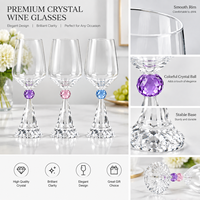 Gobelet à vin de luxe en cristal facetté, directement de l'usine, avec pied orné de strass colorés, idéal pour les fêtes