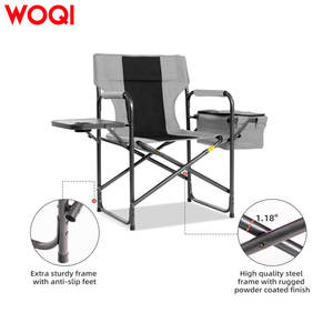 Chaise pliante de camping Woqi avec table latérale et sac isotherme, structure en aluminium, tissu Oxford, chaise de jardin d'extérieur - Product Image 4