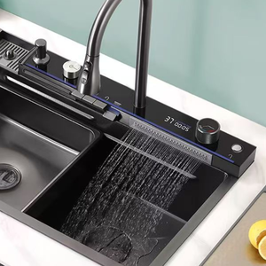 2025 Popular Large Single Slot Multifunction <strong>Sink</strong> Anti-Scratch LED Digital Display 304 Stainless Steel Waterfall <strong>Kitchen</strong> <strong>Sinks</strong> - Product Image 2