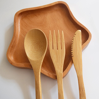 Ensemble de couverts en bambou de qualité alimentaire, couteau, fourchette, cuillère, durable, pour la restauration rapide à emporter, logo personnalisé accepté