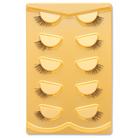 5 paires de faux cils demi-œil, naturels et bouclés, à bande transparente, effet œil de chat, avec coin extérieur allongé, vente en gros