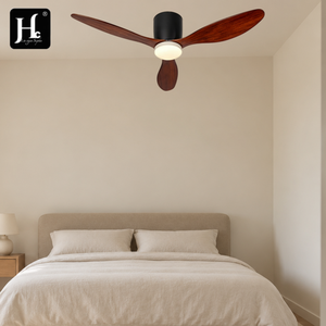 Ventilador de Techo Moderno de 3 Aspas y 52 Pulgadas con Luz, Control Remoto, Motor DC Reversible, Ahorro de Energía, Temperatura de Color 3000-6000K para Dormitorio - Product Image 1