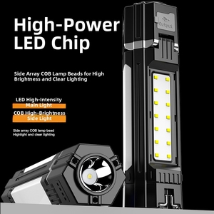 Nueva Linterna <span class=keywords><strong>LED</strong></span> Multifuncional para Exteriores, de Alta Intensidad, con Luz Principal COB Súper Brillante, Lateral Giratoria y Recargable - Product Image 2