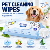 Lingettes pour animaux de compagnie pour chiens et chats, sans alcool, non parfumées, lingettes humides pour le nettoyage des pattes, lingettes épaisses et douces pour le toilettage