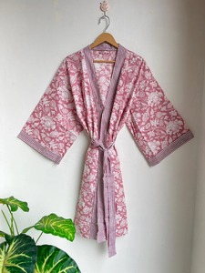 Robe de chambre kimono en coton, imprimé floral, robe de chambre de demoiselle d'honneur, vêtements de nuit d'été, taille unique, femme, bohème, léger, peignoir respirant - Product Image 3