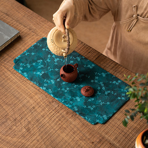 Chinese Style Brocade Waterproof Tea Mat <b>Round</b> Double Sided Printed Fabric <b>Table</b> Runner For Tea Tray Coffee <b>Table</b> Home Decor - Product Image 2