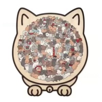 Puzzle en bois créatif en forme de chat, ornement décoratif, jouet de puzzle irrégulier pour la décoration de table à la maison, fournitures de jeu de société