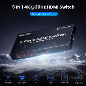 SYONG Conmutador HDMI 5 en 1 de Buena Calidad, 4K30Hz, HDMI 1.4 HDCP1.3 <span class=keywords><strong>HDR</strong></span> 3D Dolby Vision con Control Remoto IR para TV LED, PC, Monitor, Laptop - Product Image 3